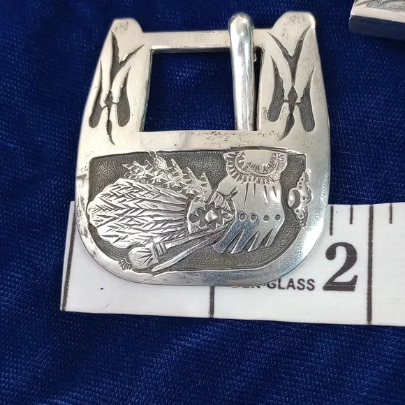 Navajo Harvest Sterling Silver Range Belt Set Signed - Picture 14 of 16